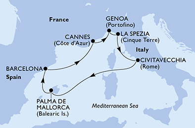 Itinerar plavby lodí - Plavba lodí Středozemní moře