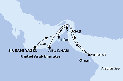 Itinerar plavby lodí - Plavba lodí Abu Dhabi