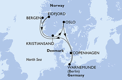 Itinerar plavby lodí - Plavba lodí Bergen