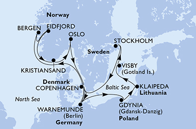Itinerar plavby lodí - Plavba lodí Kodaň